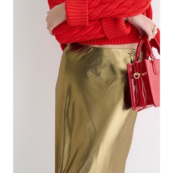 J.Crew Gwyneth slip skirt in gold lamé - Picture 3 of 12